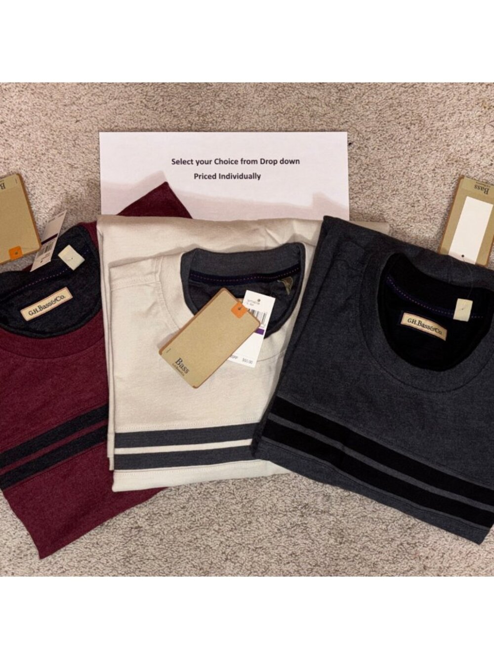 G.H.Bass & Co. NWT Men's Long Sleeve Pulllover Top XXL 3 color choices